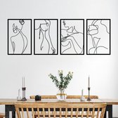4 stuks metalen wanddecoratie enkele lijntekeningen minimalistische abstracte vrouwelijke vrouw moderne wandsculpturen voor badkamer keuken woonkamer thuiskantoor slaapkamer