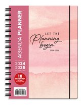 Verhaak - Planner 2024/2025 - Roze waterverf - Week op 2 pagina's - 18 maanden - Hardcover - Spiraal - A5 (14.8x21)