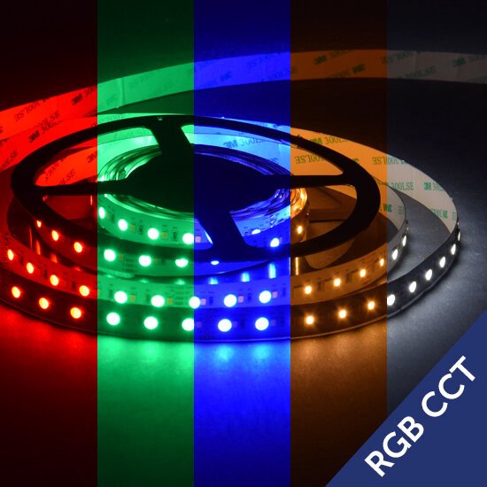 LED Strip 5050 96 leds/mtr RGB+CCT IP20 24V 12MM 5 Chips 36W