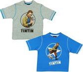 Set van 2 TinTin shirts - maat 110 - 1 x grijs 1 x blauw - Kuifje