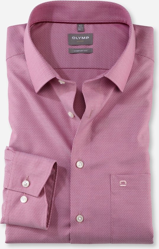 Chemise OLYMP Comfort Fit - structurée - violet - Ne se repasse pas - Taille col : 43