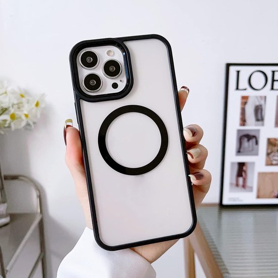 Coque Hybride Transparente en TPU - Coque Surround pour Appareil Photo - Compatible avec MagSafe Convient pour : Apple iPhone 14 Pro Max - Violet