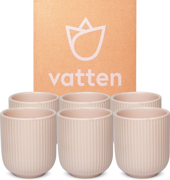 Vatten® - Koffiekopjes - Set van 6 - Lichtroze - 180ml - Koffiemok