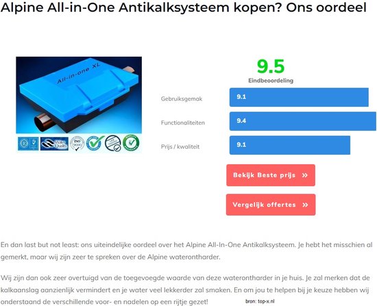 Blauwe en zwarte Alpine waterontharder All-in-One XL.