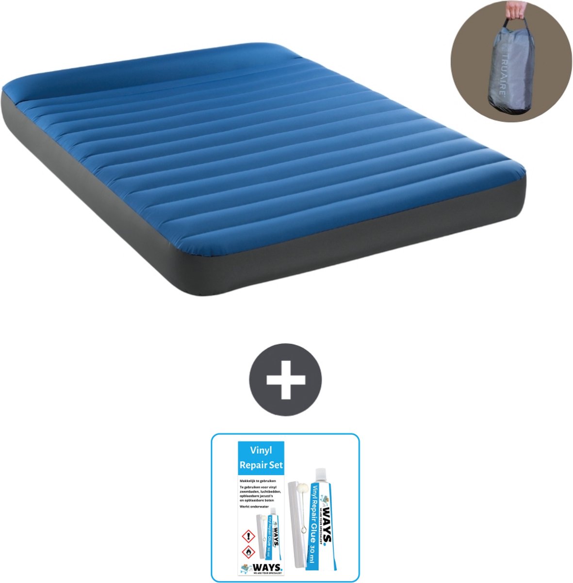 Intex Luchtbed - 2-Persoons - 152 x 203 x 22 cm - Blauw - Inclusief pomp - Reparatieset