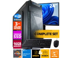 Budget Office PC SET - Ryzen 5 - 1TB NVMe SSD - 16GB RAM - Radeon Vega 7 ( 24 Inch Monitor | Muis | Toetsenbord ) + WiFi & Bluetooth