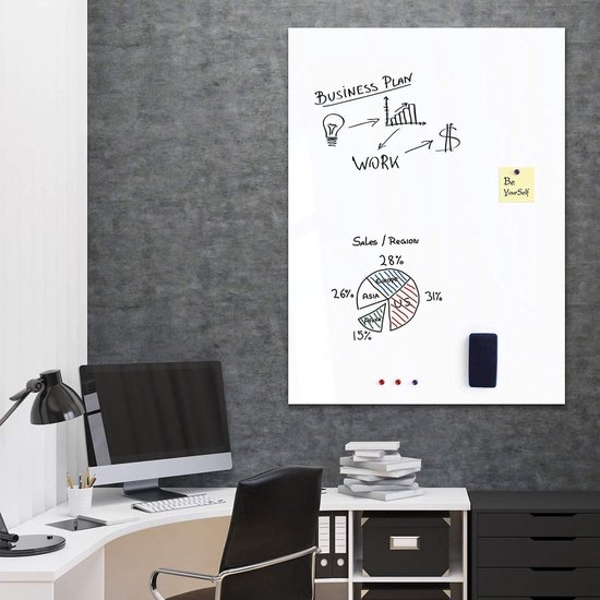 Magnetisch Whiteboard Met Kurken Prikbord - Memobord Voor Aan De Muur Wandbord 60 X 25 Cm Inclusief Marker Magneten En Punaises