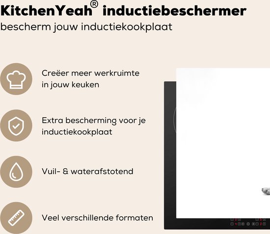 KitchenYeah® Inductie beschermer 80x52 cm - Portret van een Franse buldog op een witte achtergrond - zwart wit - Kookplaataccessoires - Afdekplaat voor kookplaat - Inductiebeschermer - Inductiemat - Inductieplaat mat
