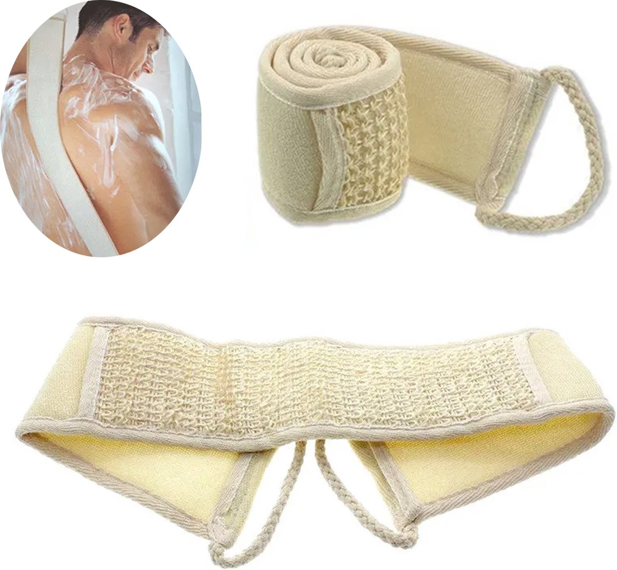 Goedkoopste Rugborstel - Rugmassage - Loofah Scrub Spons - Scrubborstel - Doucheborstel - Lichaamborstels - LOUZIR