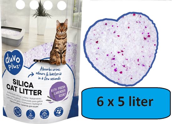 Duvo - Silica Kattenbakvulling Lavendel 6x5 liter