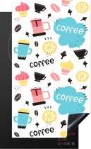 KitchenYeah® Inductie beschermer 30x52 cm - Patronen - Koffiebonen - Koffie - IJs - Kookplaataccessoires - Afdekplaat voor kookplaat - Inductiebeschermer - Inductiemat - Inductieplaat mat
