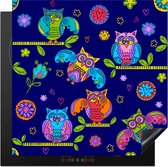 KitchenYeah® Inductie beschermer 78x78 cm - Patroon - Uil - Takken - Kookplaataccessoires - Afdekplaat voor kookplaat - Inductiebeschermer - Inductiemat - Inductieplaat mat