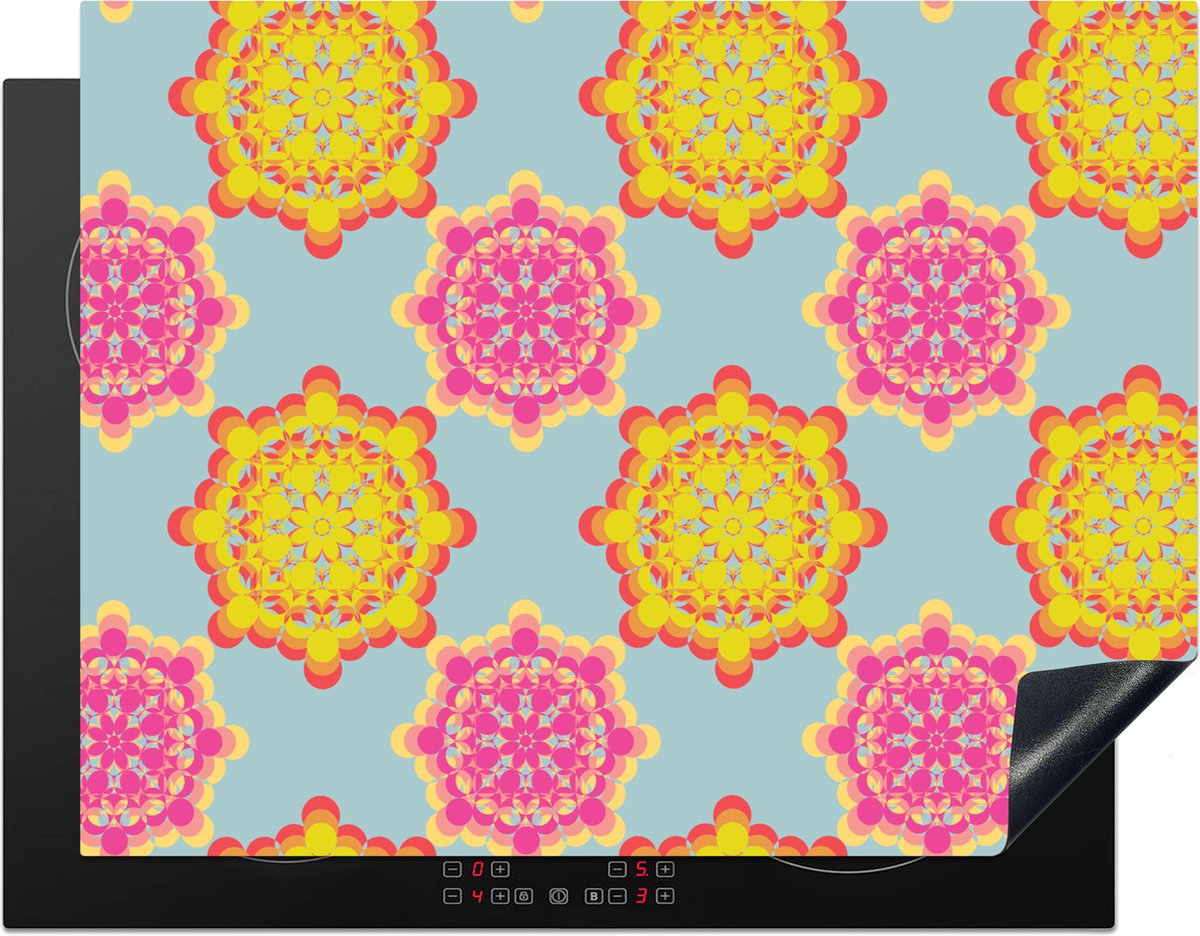 KitchenYeah® Inductie beschermer 77x59 cm - Flower Power - Design - Hippie - Kookplaataccessoires - Afdekplaat voor kookplaat - Inductiebeschermer - Inductiemat - Inductieplaat mat - Keuken decoratie