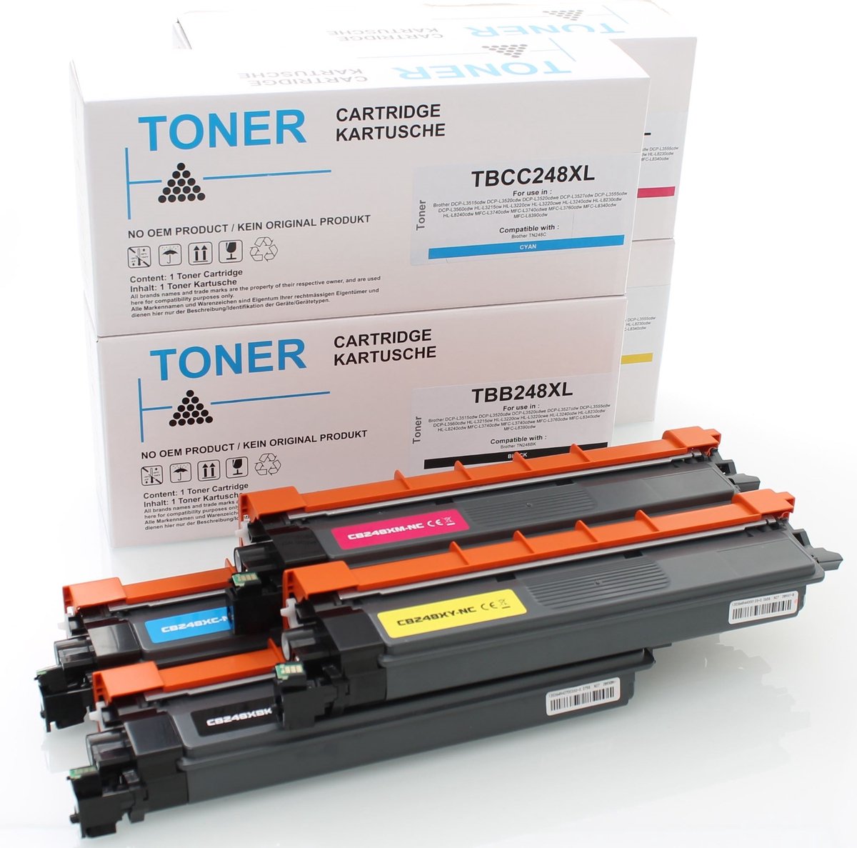 Image of ABC huismerk Set 4x Toner geschikt voor Brother TN248XL HL-L3220cw HL-L3220cwe HL-L3240cdw HL-L8230cdw HL-L8240cdw MFC-L3740cdw MFC-L3740cdwe MFCL3760cdw