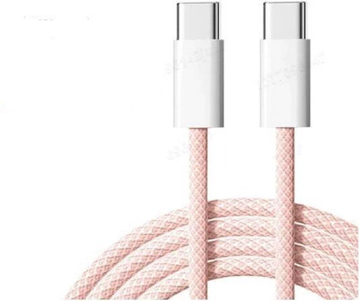 NÖRDIC USBC-501 USB-C naar USB-C Kabel - USB2.0 - 2.4A - 480Mbps - 60W - 50cm - Roze