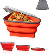 Pizza-opslagcontainer, opvouwbare en herbruikbare pizzadoos, verstelbaar en ruimtebesparend - BPA-vrij, magnetron- en vaatwasserbestendig (rood)