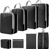 Oliva's - Packing Cubes - Packing cubes compression - Kleding organizer voor bagage, backpack en koffer - 8 delig - Zwart