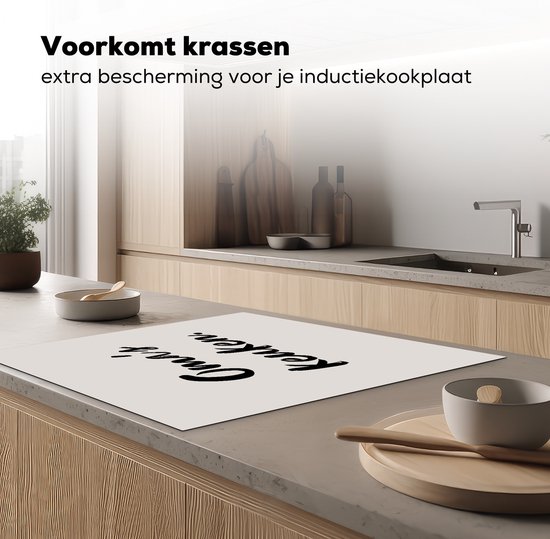 KitchenYeah® Inductie beschermer 78x78 cm - Quote - Oma's keuken - Taupe - Kookplaataccessoires - Afdekplaat voor kookplaat - Inductiebeschermer - Inductiemat - Inductieplaat mat