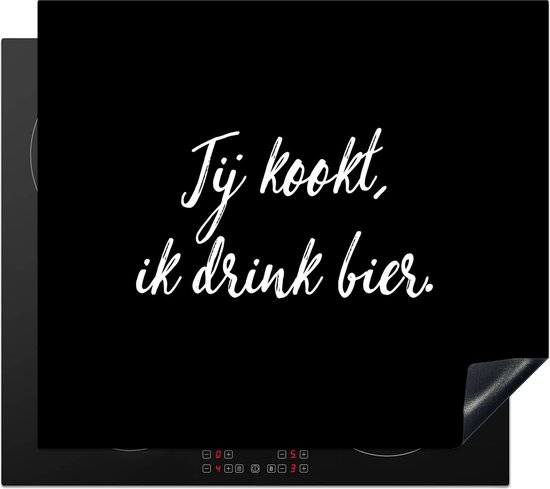 KitchenYeah© Inductie Beschermer 59x51 cm Keuken Decoratie Kookplaat Beschermer voor Inductiekookplaat Afdekplaat Anti Slip Mat - Lepels - Specerijen - Zwart - Kruiden - Rustiek