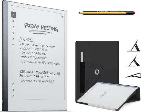 reMarkable® 2 met Staedtler stylus pen met gum en Zwarte Hoes