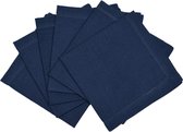 6-delige set van 100% linnenlook katoenen servetten, effen marineblauw
