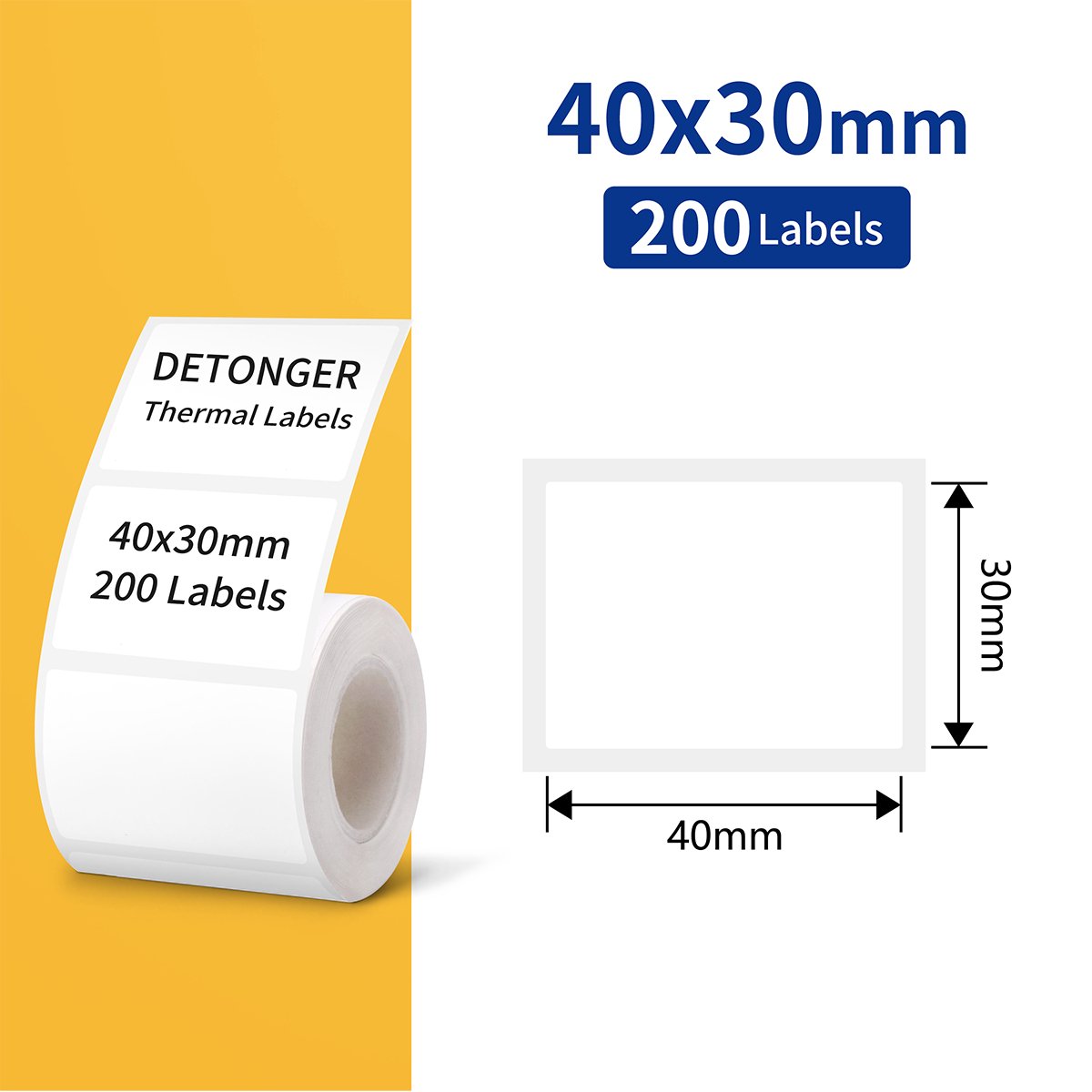 Detonger- 5x Labels- Etiketten- Wit- 40x30mm- 1 Rol 200 labels- totaal 1000 labels