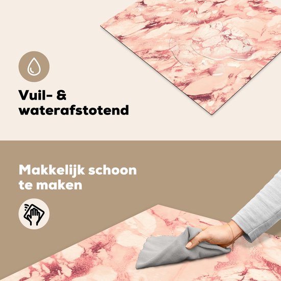 KitchenYeah® Inductie beschermer 59x52 cm - Roze - Stenen - Marmer print - Kookplaataccessoires - Afdekplaat voor kookplaat - Inductiebeschermer - Inductiemat - Inductieplaat mat
