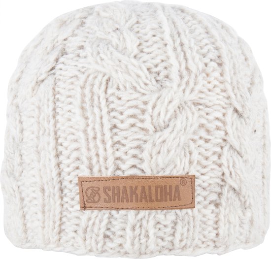 Shakaloha Gebreide Wollen Muts Heren & Dames Beanie Hat van schapenwol met polyester fleece voering - Buddy Beanie Beige Unisex - One Size Wintermuts