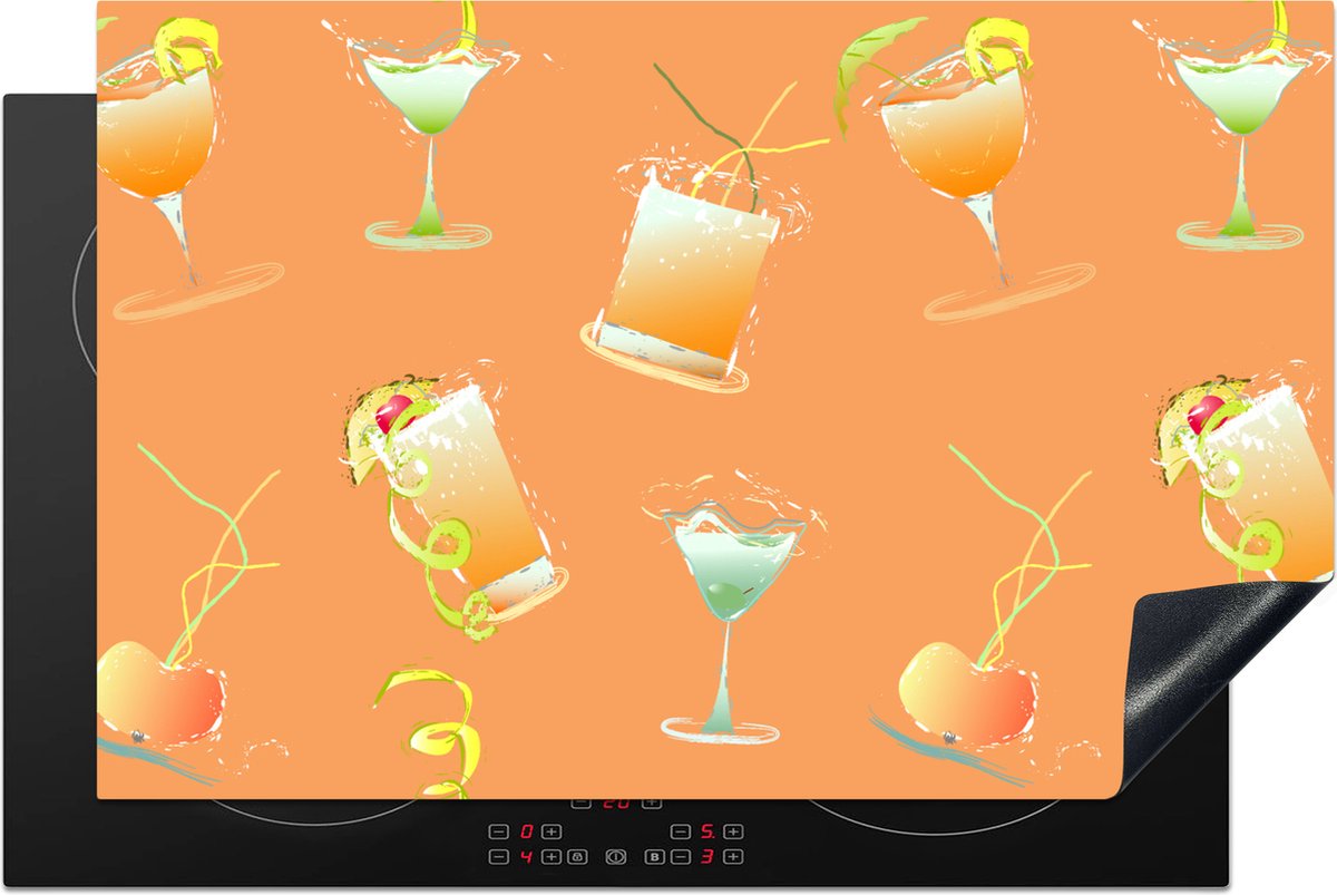 KitchenYeah® Inductie beschermer 80x52 cm - Cocktail - Oranje - Design - Kookplaataccessoires - Afdekplaat voor kookplaat - Inductiebeschermer - Inductiemat - Inductieplaat mat