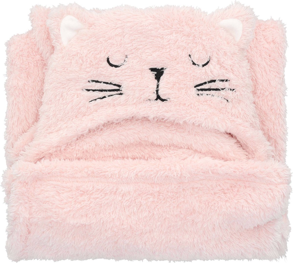 Blokker Kinderplaid Poes 90x90cm - Roze