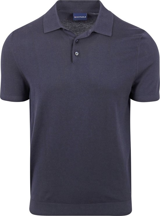 Suitable - Knitted Polo Navy - Modern-fit - Heren Poloshirt Maat 3XL