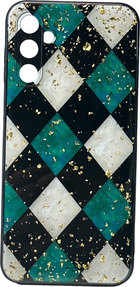 Silicone Hoesje Print - Backcover - Geschikt voor Samsung Galaxy A34 5G - Marmer Groen