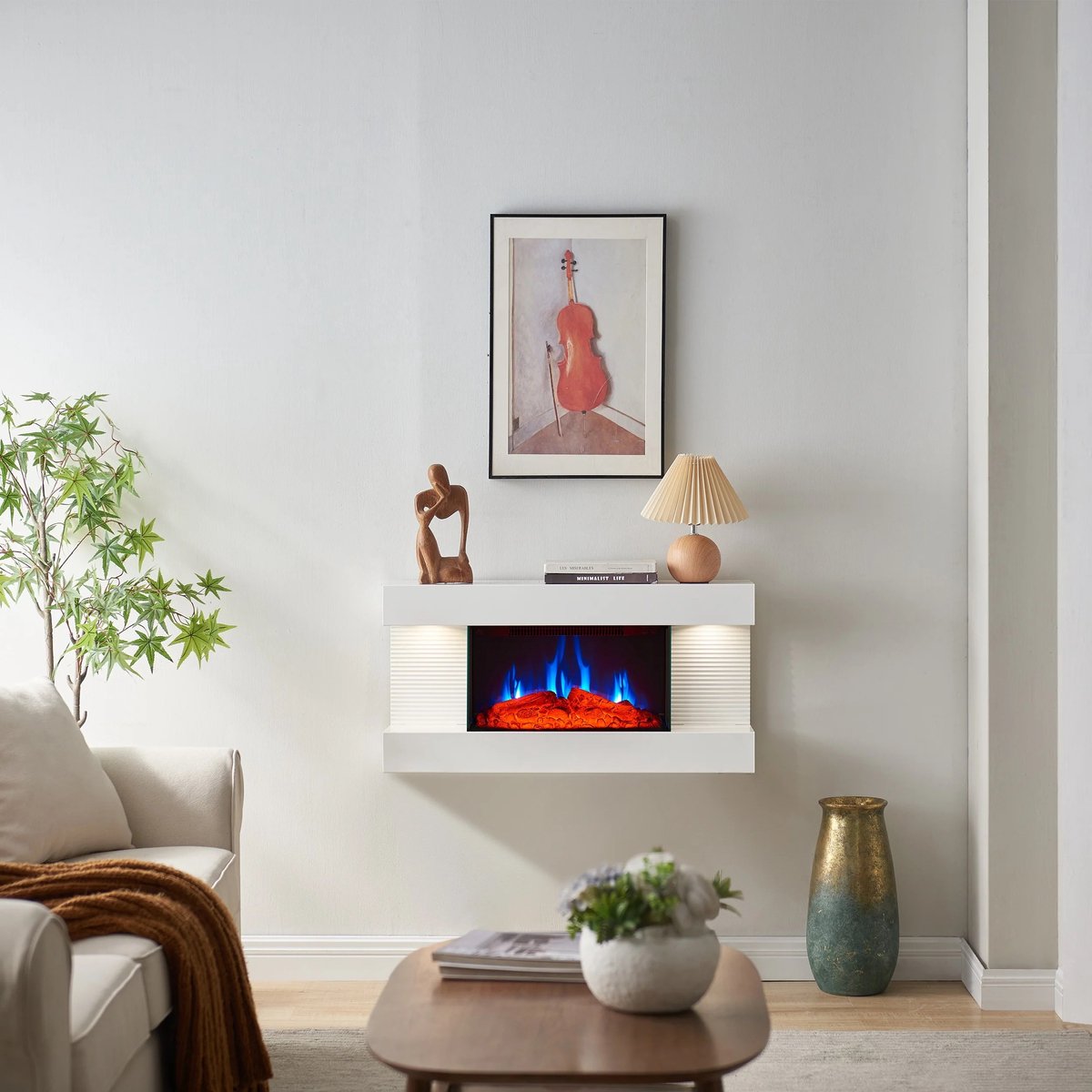 BALDERIA Helvik Elektrische Wandhaard - Wit - 1800W