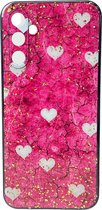 Silicone Hoesje Print - Backcover - Geschikt voor Samsung Galaxy A13 5G & Samsung Galaxy A04s - Roze Hartjes