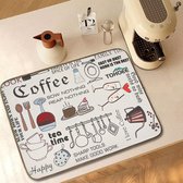 Afdruipmat van keukenaanrecht, microvezel, 38 x 51 cm, sneldrogend, machinewas, hittebestendige mat, droogmat voor keukenaanrecht, tafelblad, werkblad, bruin