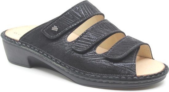 Finn Comfort, CANZO, 02688-713144, Zwarte slippers wijdte H