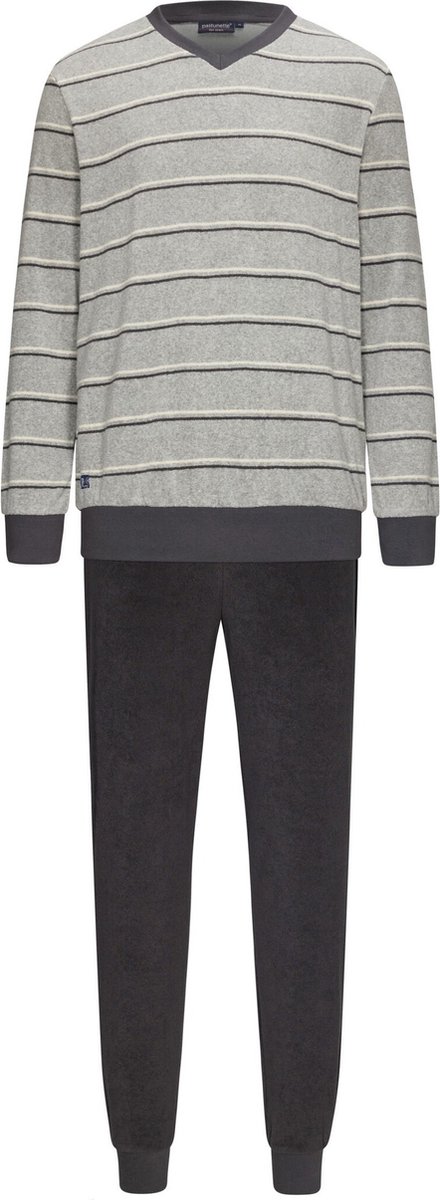 Pastunette Badstof Heren pyjama - Grey Stripes - S - Grijs