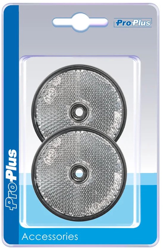 Set van 2 ronde witte ProPlus reflectoren met schroefbevestiging, 60mm.