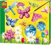 SES - Gieten en schilderen - Vlinders en glitter - sneldrogend - met vormpjes, gips, verf, penseel en glitters