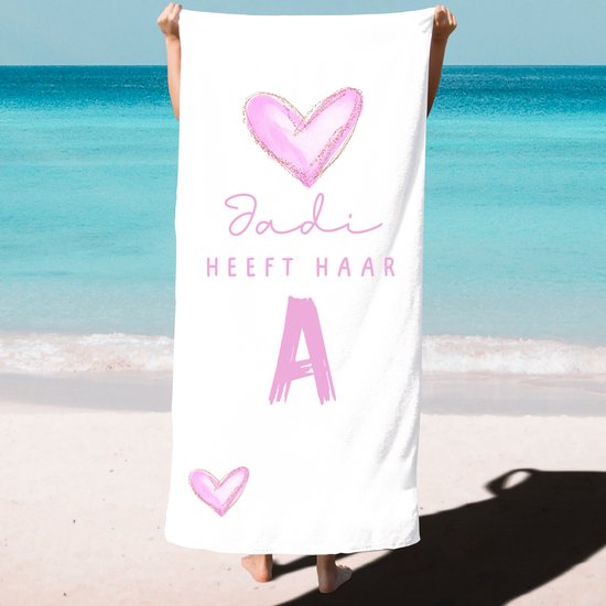Strandlaken-badhanddoek hart met naam kind-heeft haar A diploma-meisje-cadeau afzwemmen-handdoek voor kinderen met eigen naam