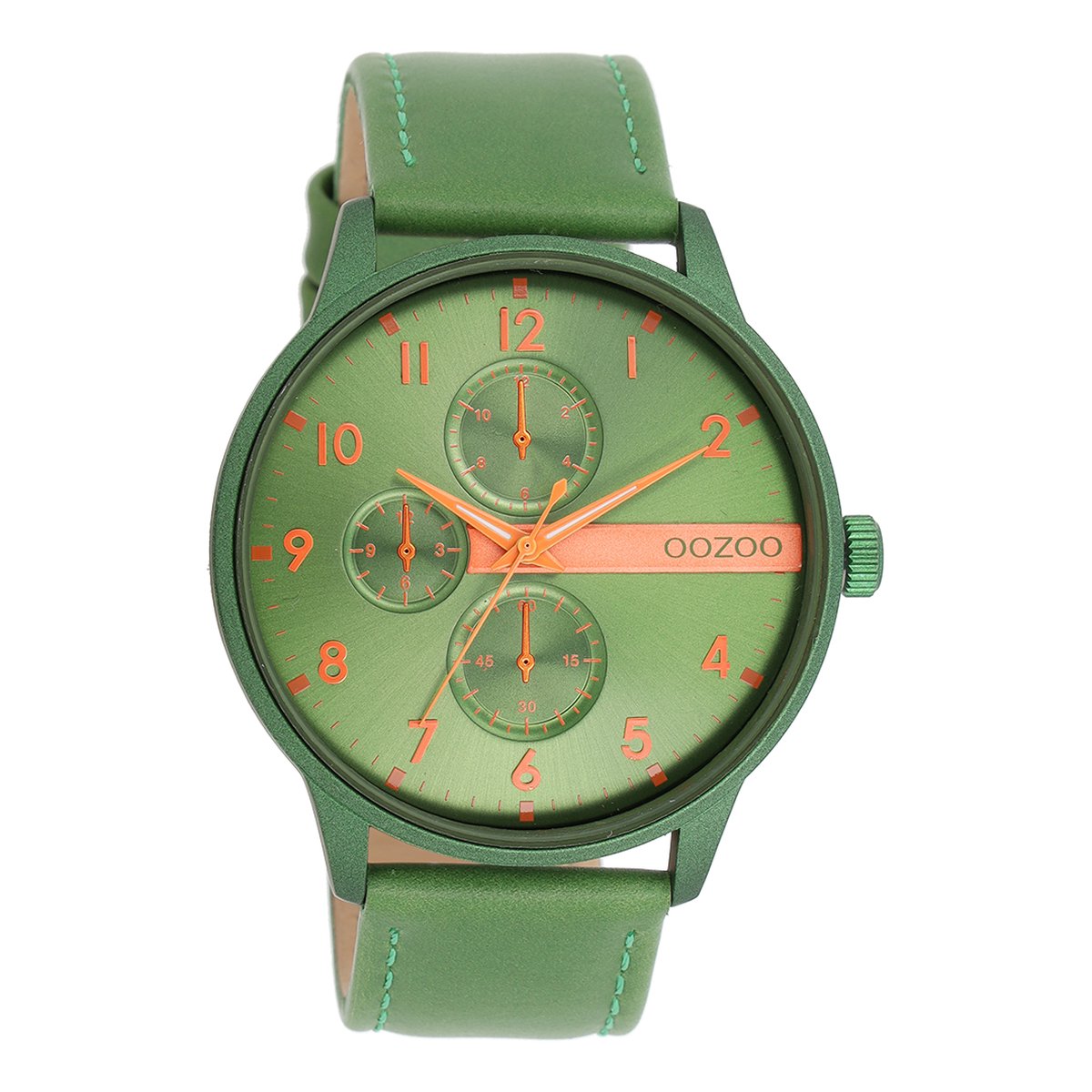 Groene OOZOO horloge met groene leren band - C11308