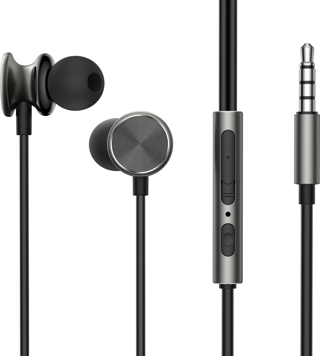 UiiSii HM13 - In Ear Oordopjes - Oortjes met draad en microfoon - 120cm 3,5mm Audiokabel - Zwart
