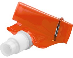 Set van 4x stuks waterzak / drinkfles met karabijnhaak - Oranje - 400 ml - Opvouwbaar - Herbruikbare opvouwbare waterzakken - Koningsdag - EK/WK voetbal fan artikel - Festival Gadget