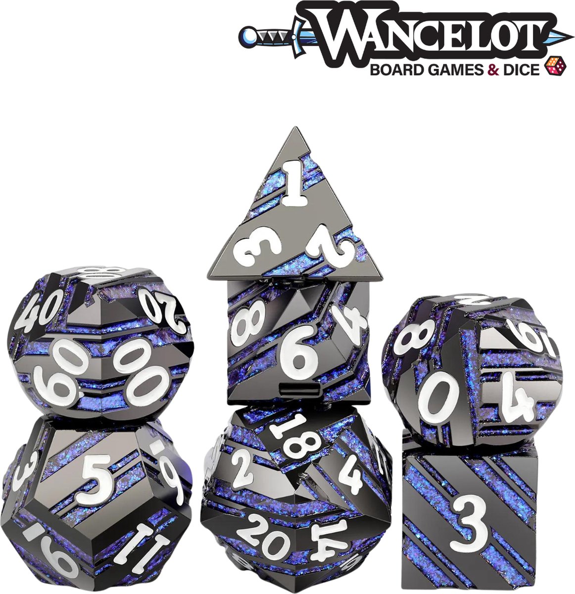 Wancelot Stellar Obsidian DnD Dice Dungeons & Dragons Dice Set