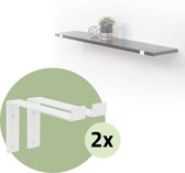ML-Design 4 stuks plankbeugel 25x4x14,5cm wit, gemaakt van metaal, 10 inch plankbeugels, industriële plankbeugels, planksteun voor wandmontage, 90 graden wandbeugel, L-vormige wandplank, met schroeven