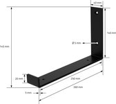 ML-Design 4-delige plankbeugel, 25x4x14 cm, zwart, metaal, 10 inch plankbeugels, industriële plankbeugels, planksteun voor wandmontage, 90 graden wandbeugel, L-vormige wandplank, incl. schroeven