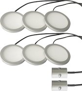 LETT® Opbouw LED Spotjes met Dubbele Deursensor - Set van 6 Lampjes - Automatische Kastverlichting