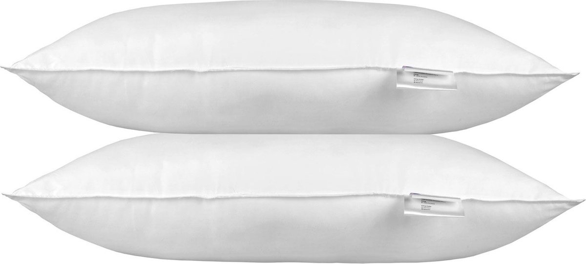 Homescapes Hoofdkussens 40x80 cm – Set van 2 – Medium Zacht – Supermicrovezel – Hypoallergeen – Voor Zijslaper & Nekklachten Wit