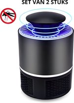 Muggenlamp - Zwarte Insecten Lamp - Vernieuwd Design - Zonder Schadelijke Stoffen - USB Aansluiting - Set van 2 stuks