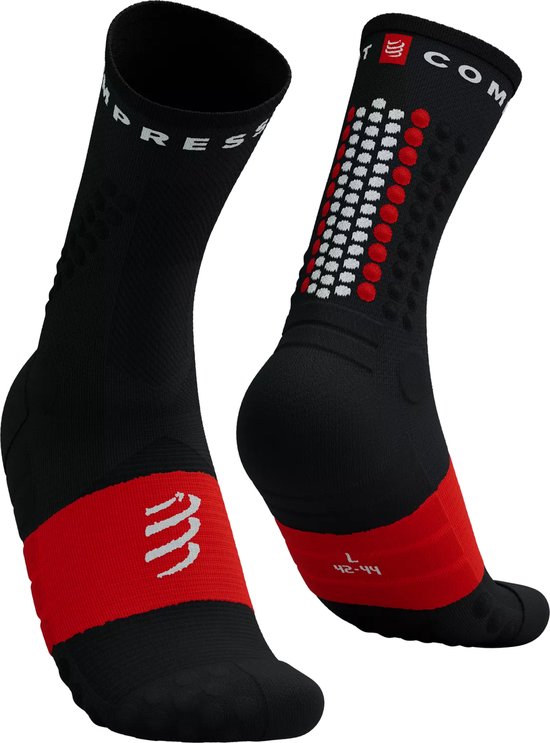 Compressport | Ultra Trail Socks V2.0 | Unisex Trailsokken | Black/White/Core Red | 42-44 -